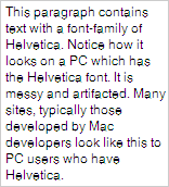 helvetica in web browser on PC